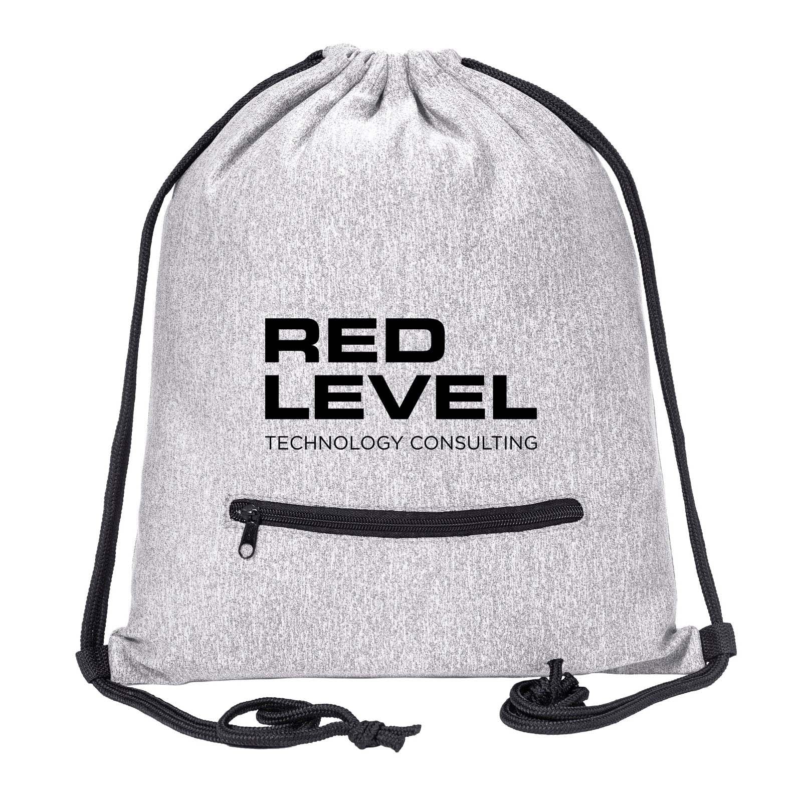 Red Level Drawstring Bag w/ Zipper Pocket Printed - Mato & Hash