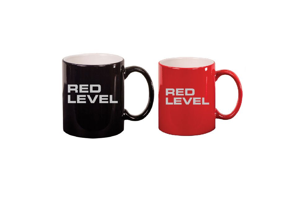 Red Level Lasered 11 oz. Ceramic Round Mug - Mato & Hash