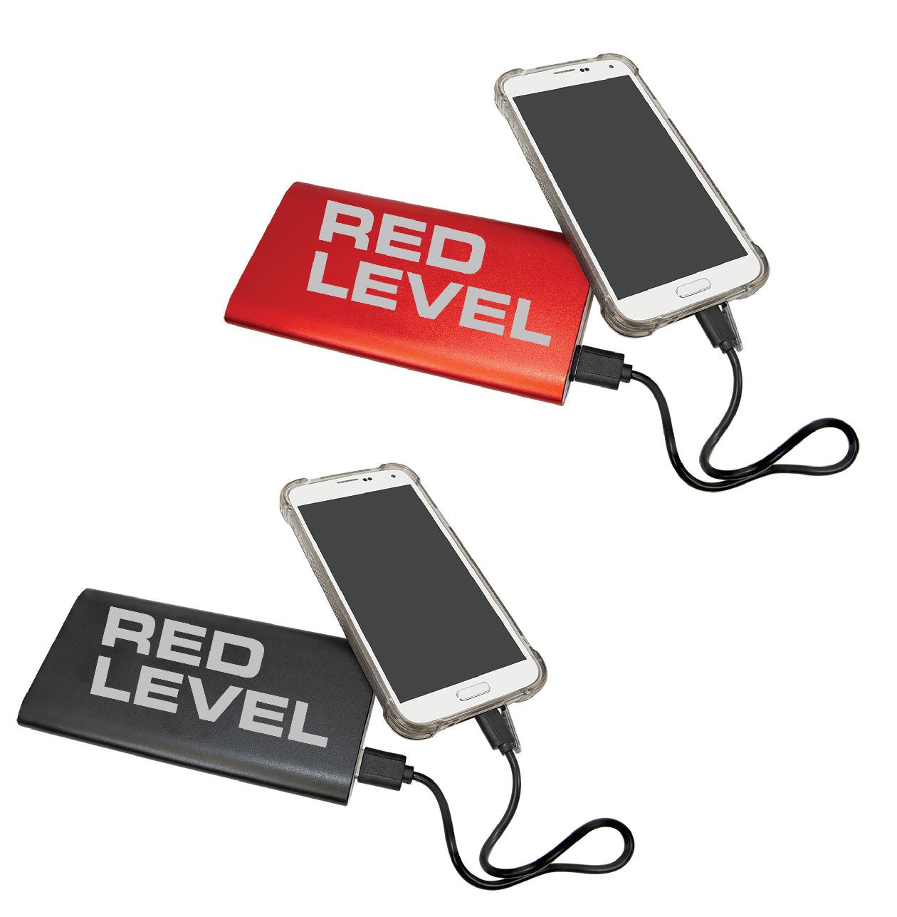 Red Level Lasered Power Bank & Wireless Anodized Aluminum Charger Power Cord Compatible - Mato & Hash