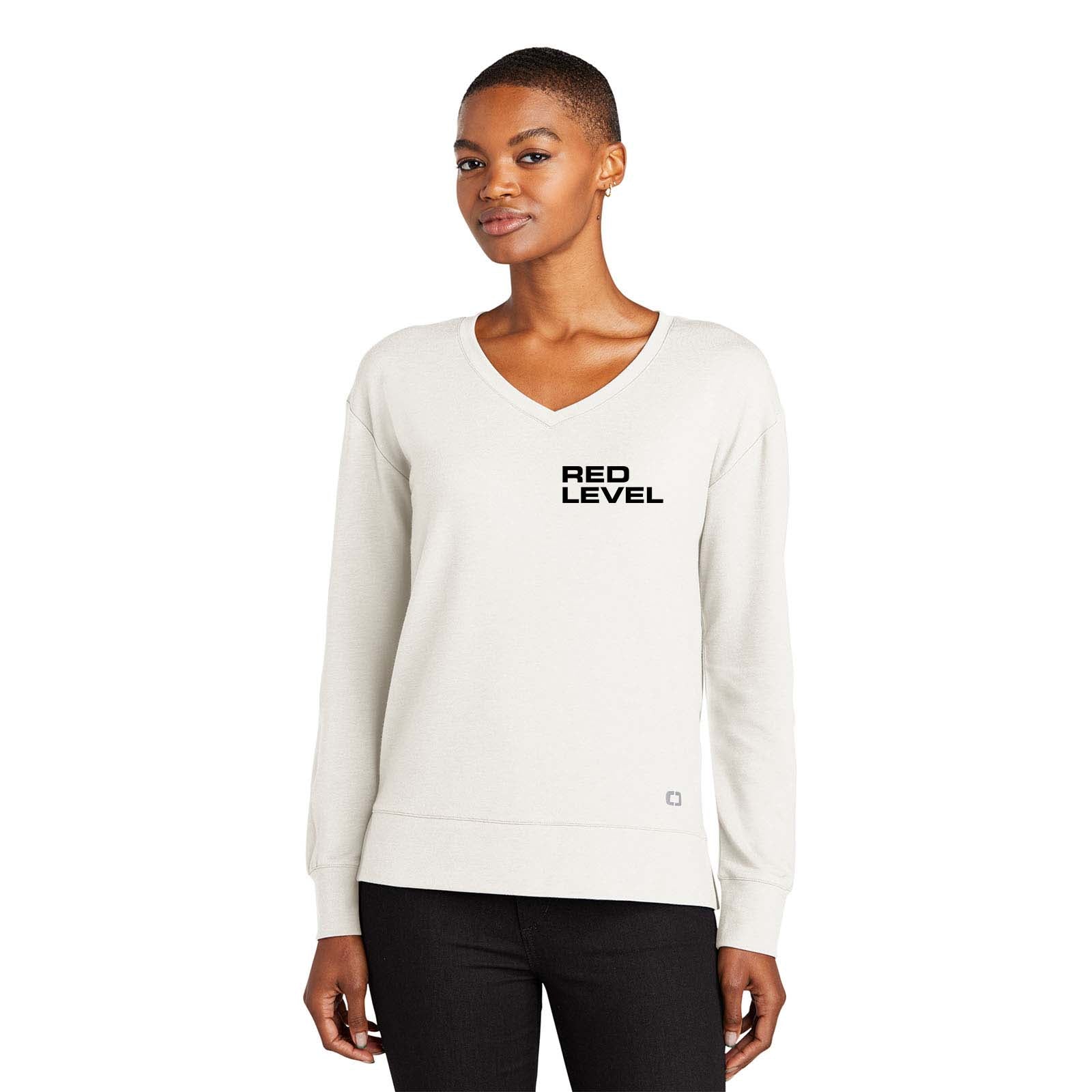 Red Level OGIO® Ladies Luuma Flex Long Sleeve V-Neck Printed - Mato & Hash