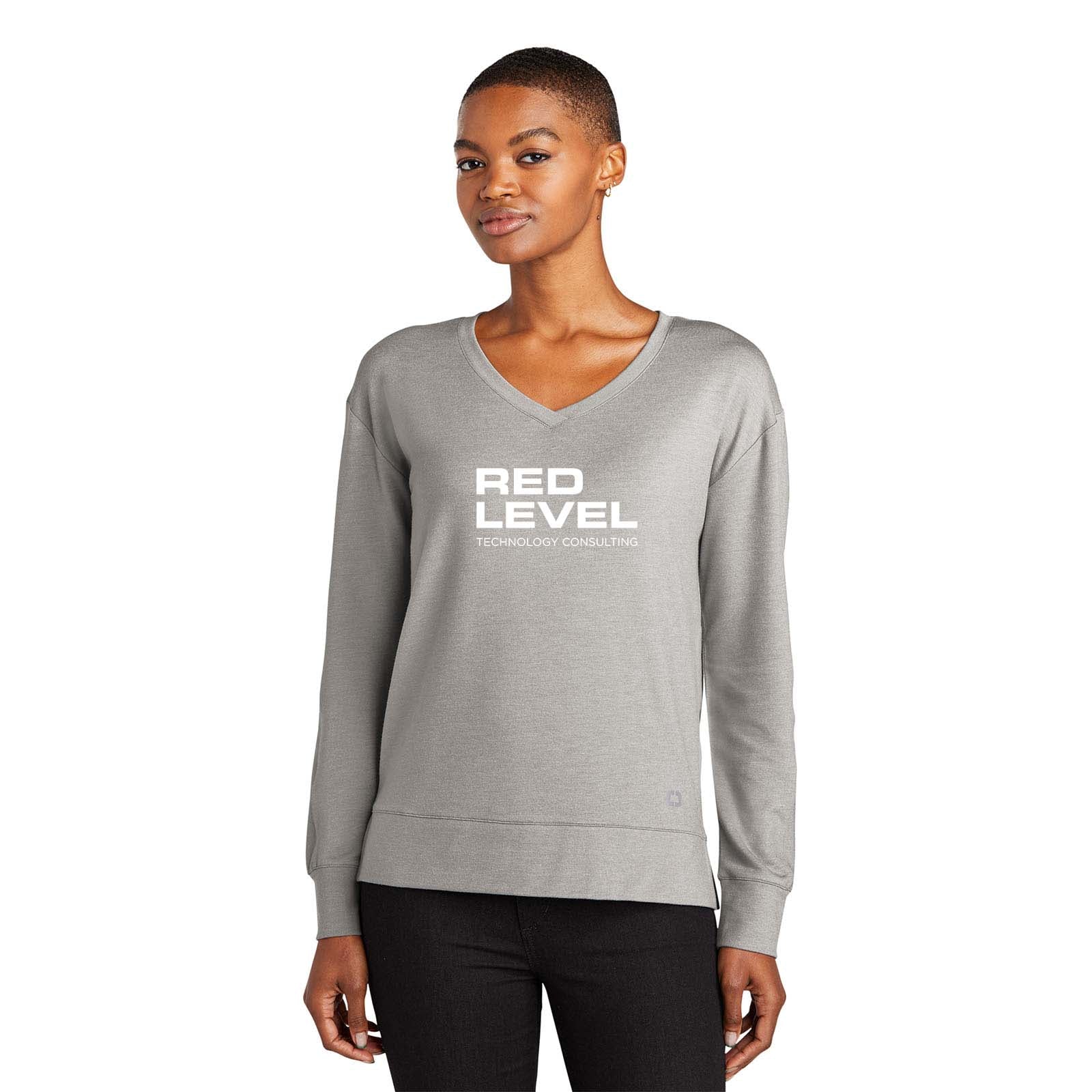 Red Level OGIO® Ladies Luuma Flex Long Sleeve V-Neck Printed - Mato & Hash