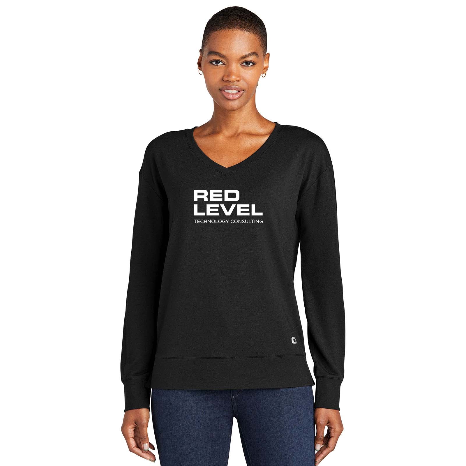 Red Level OGIO® Ladies Luuma Flex Long Sleeve V-Neck Printed - Mato & Hash