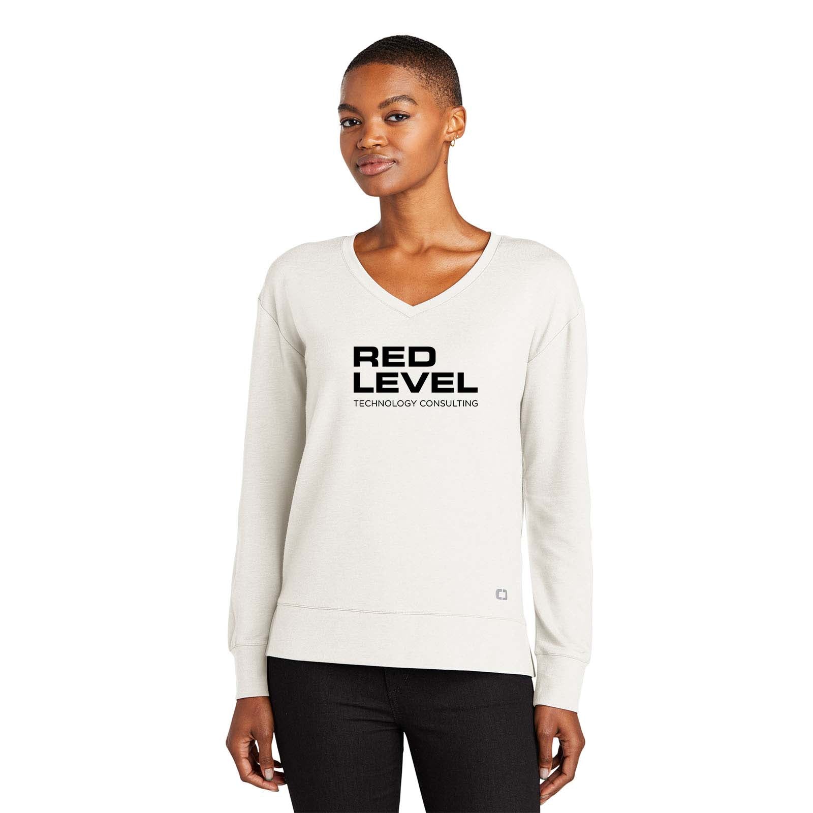 Red Level OGIO® Ladies Luuma Flex Long Sleeve V-Neck Printed - Mato & Hash