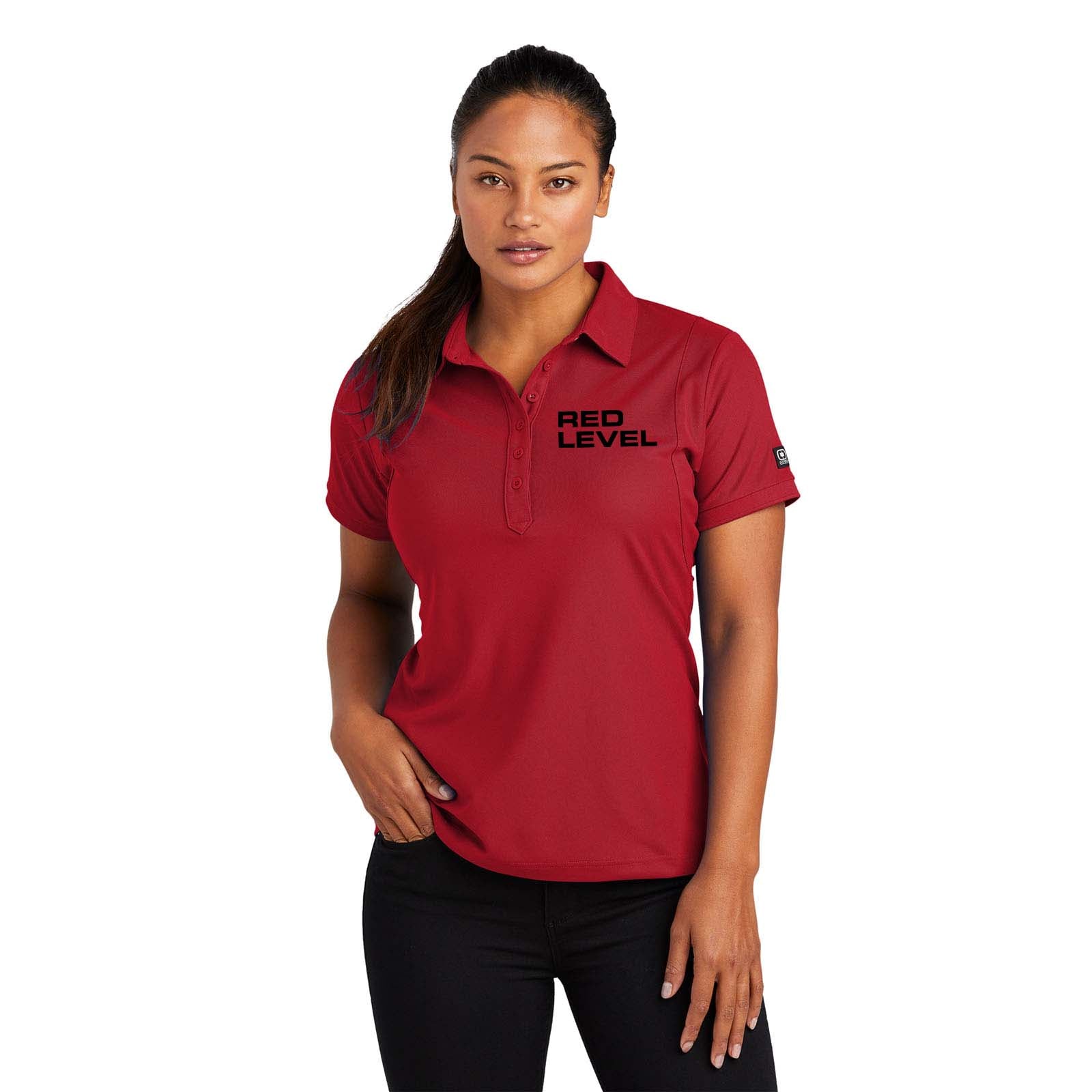 Red Level OGIO Women's 100% Polyester Jewel Polo T-Shirt Embroidery - Mato & Hash