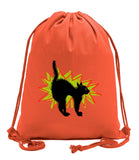 Scared Cat Cotton Halloween Drawstring Bag