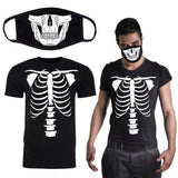 Skull Face Mask + Skeleton T Shirt Combo Unisex Adult