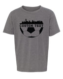 Skyline & Classic Soccer Ball Custom Text Kids T Shirts