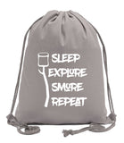 Sleep, Explore, S'more, Repeat Cotton Drawstring Bag - Mato & Hash