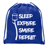 Sleep, Explore, S'more, Repeat Mini Polyester Drawstring Bag - Mato & Hash