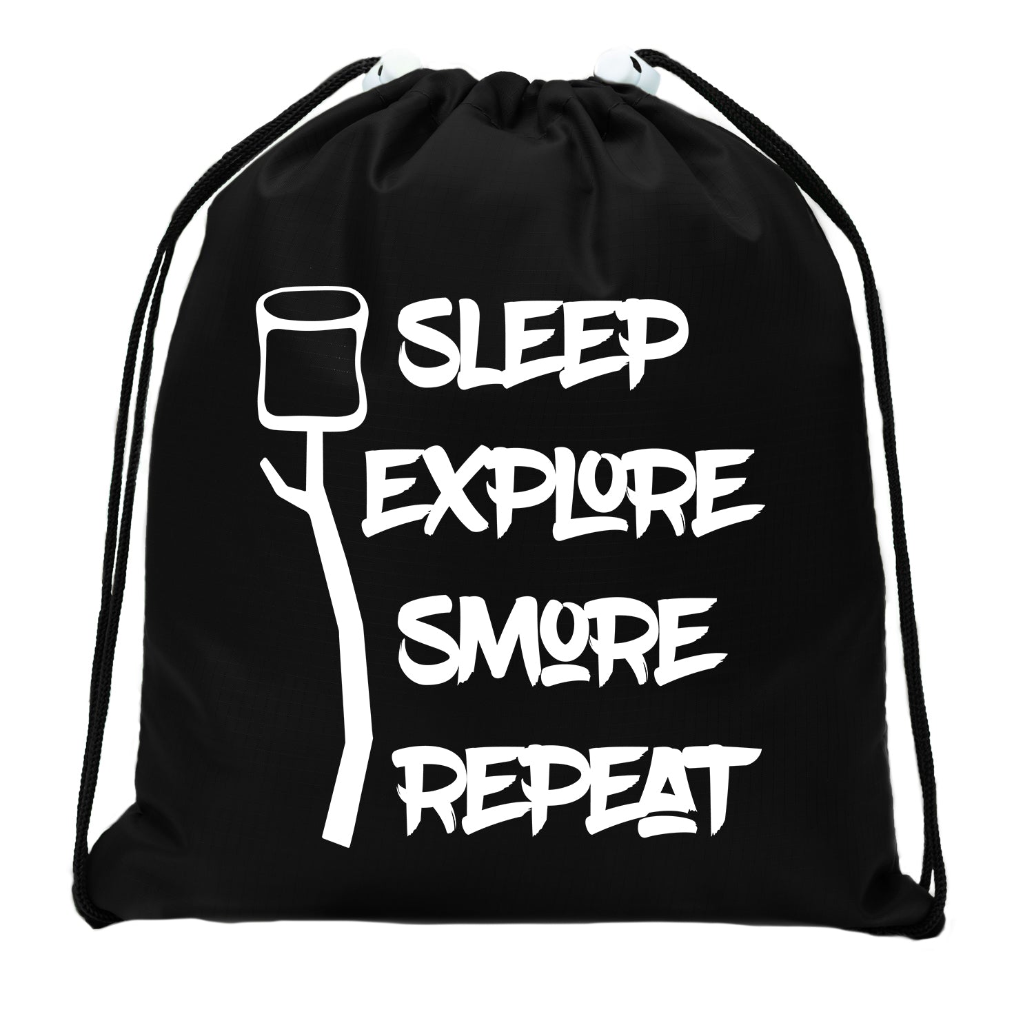 Sleep, Explore, S'more, Repeat Mini Polyester Drawstring Bag - Mato & Hash