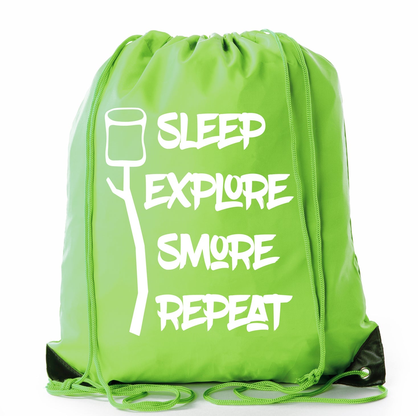Sleep, Explore, S'more, Repeat Polyester Drawstring Bag - Mato & Hash