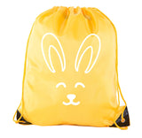 Smiling Bunny Easter Polyester Drawstring Bag
