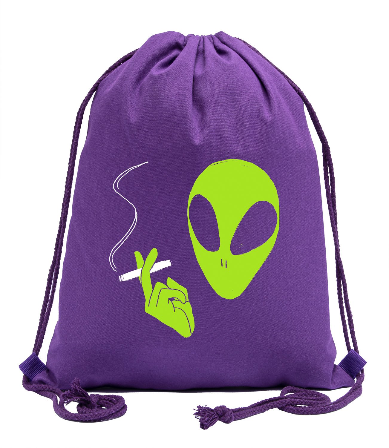 Smoking Alien Cotton Drawstring Bag - Mato & Hash