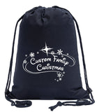 Snowflakes Custom Family Christmas Cotton Drawstring Bag