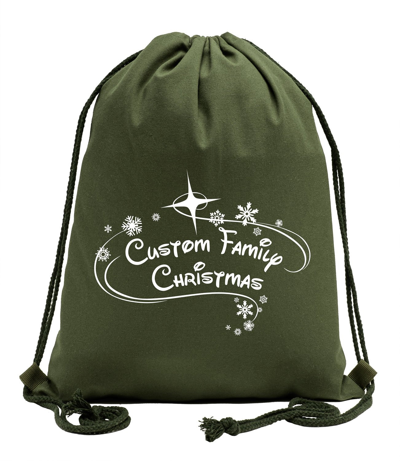 Snowflakes Custom Family Christmas Cotton Drawstring Bag - Mato & Hash