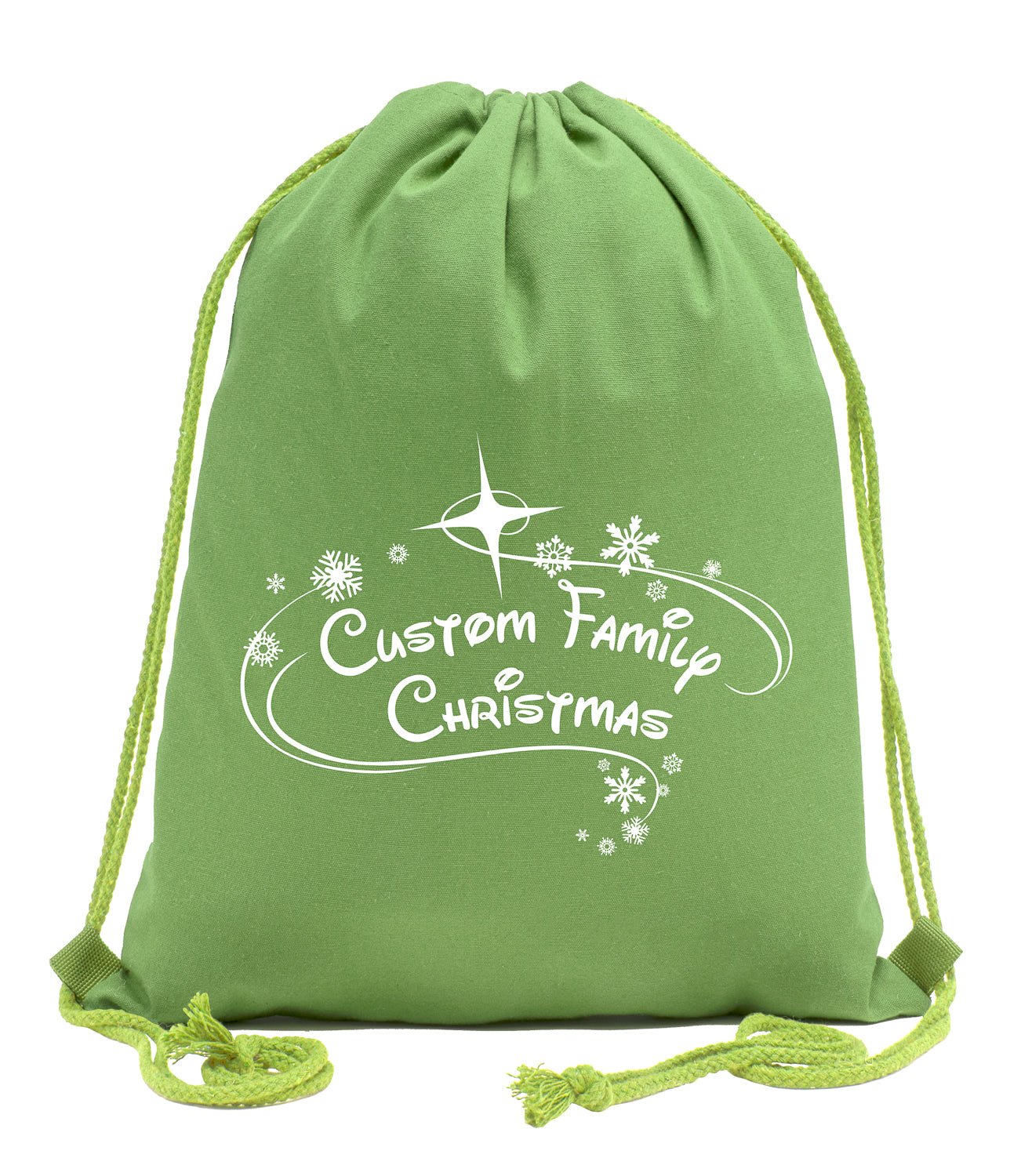 Snowflakes Custom Family Christmas Cotton Drawstring Bag - Mato & Hash