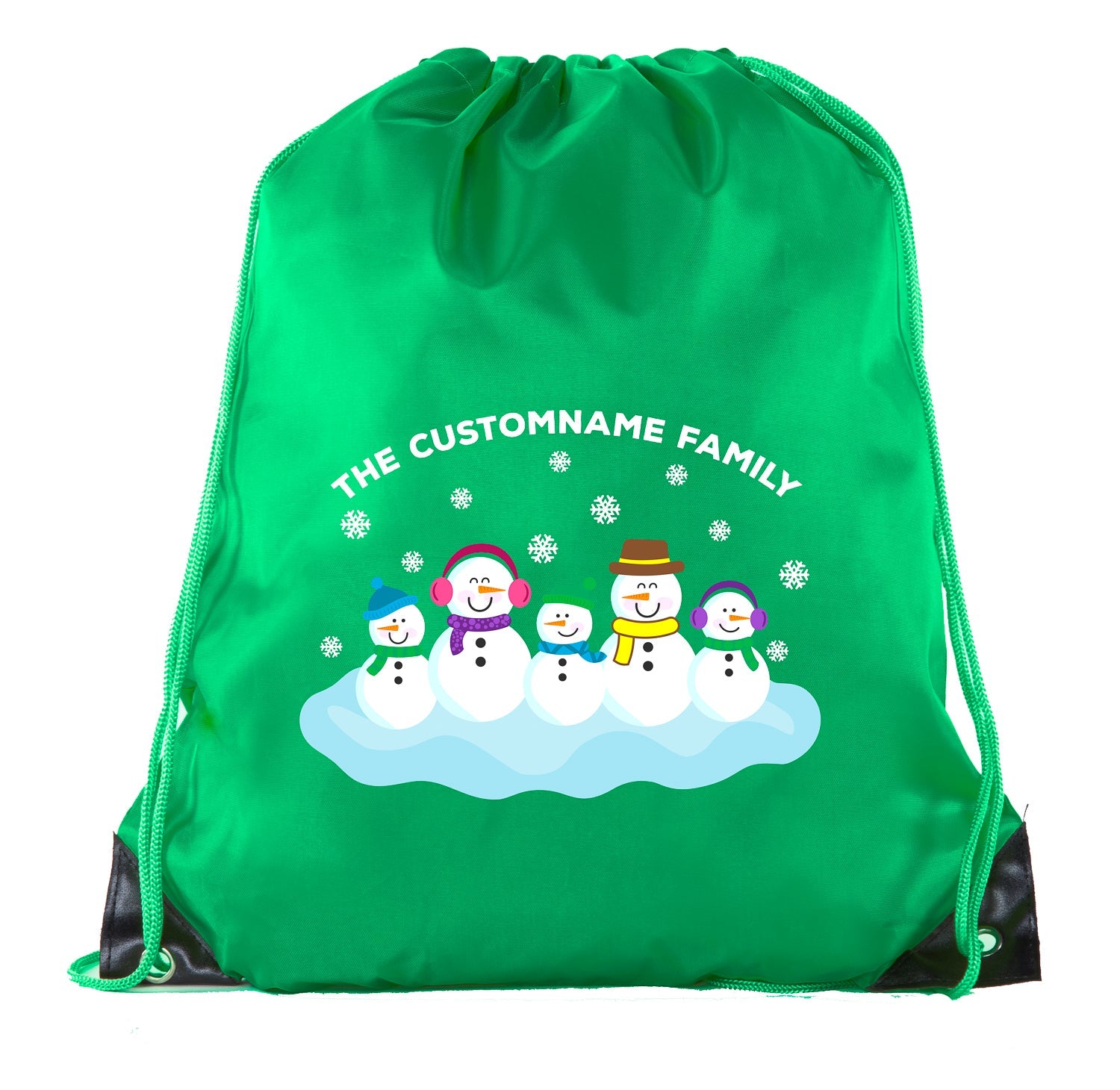 Snowmen - The Custom Name Family Polyester Drawstring Bag - Mato & Hash