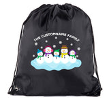 Snowmen - The Custom Name Family Polyester Drawstring Bag