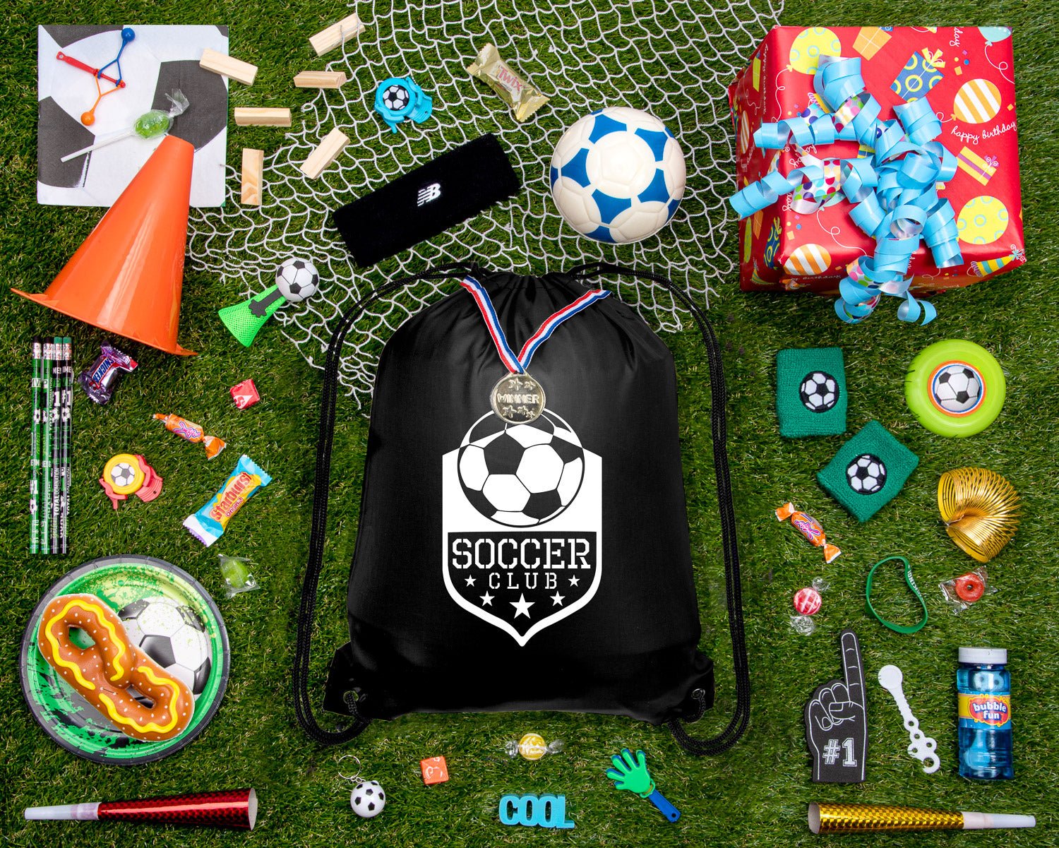 Soccer Club Shield Polyester Drawstring Bag - Mato & Hash