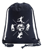 Soccer Players in Action Cotton Drawstring Bag