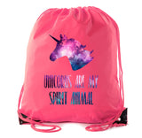 Space Backdrop - Unicorns Are My Spirit Animal Polyester Drawstring Bag - Mato & Hash