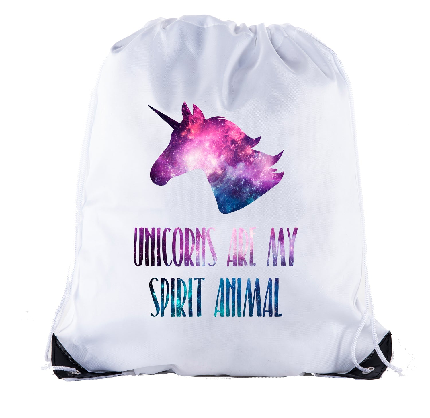 Space Backdrop - Unicorns Are My Spirit Animal Polyester Drawstring Bag - Mato & Hash
