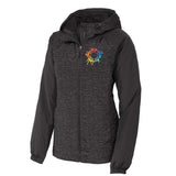Sport-Tek® Ladies Heather Colorblock Raglan Hooded Wind Jacket Embroidery