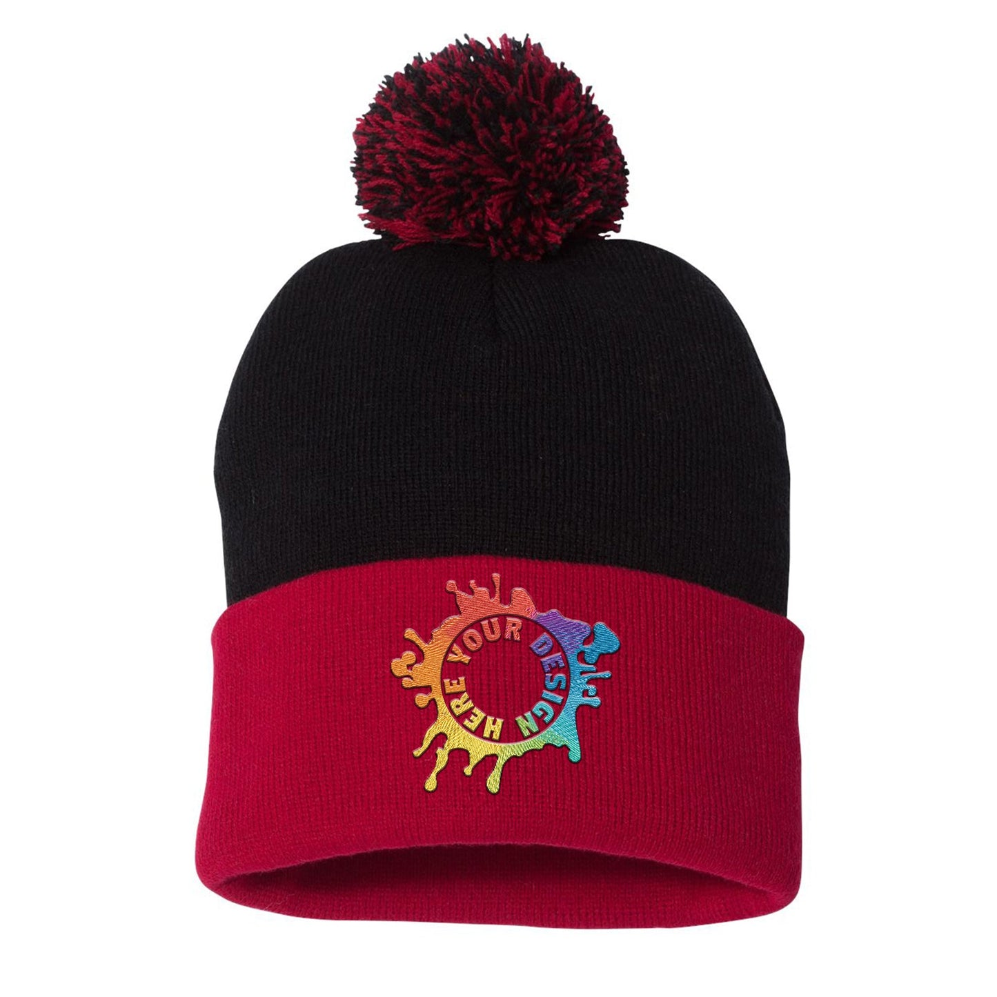 Sportsman Pom-Pom 12" Knit Beanie Embroidery - Mato & Hash