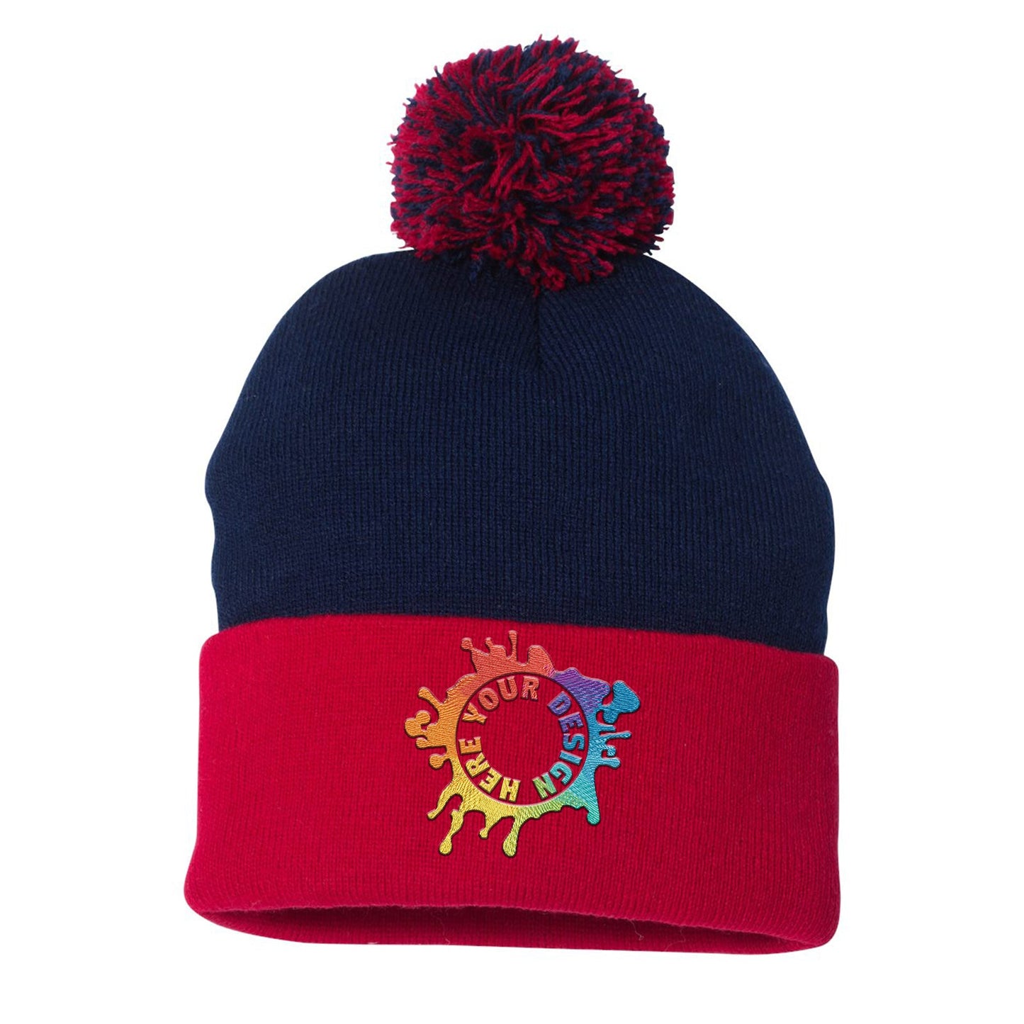 Sportsman Pom-Pom 12" Knit Beanie Embroidery - Mato & Hash