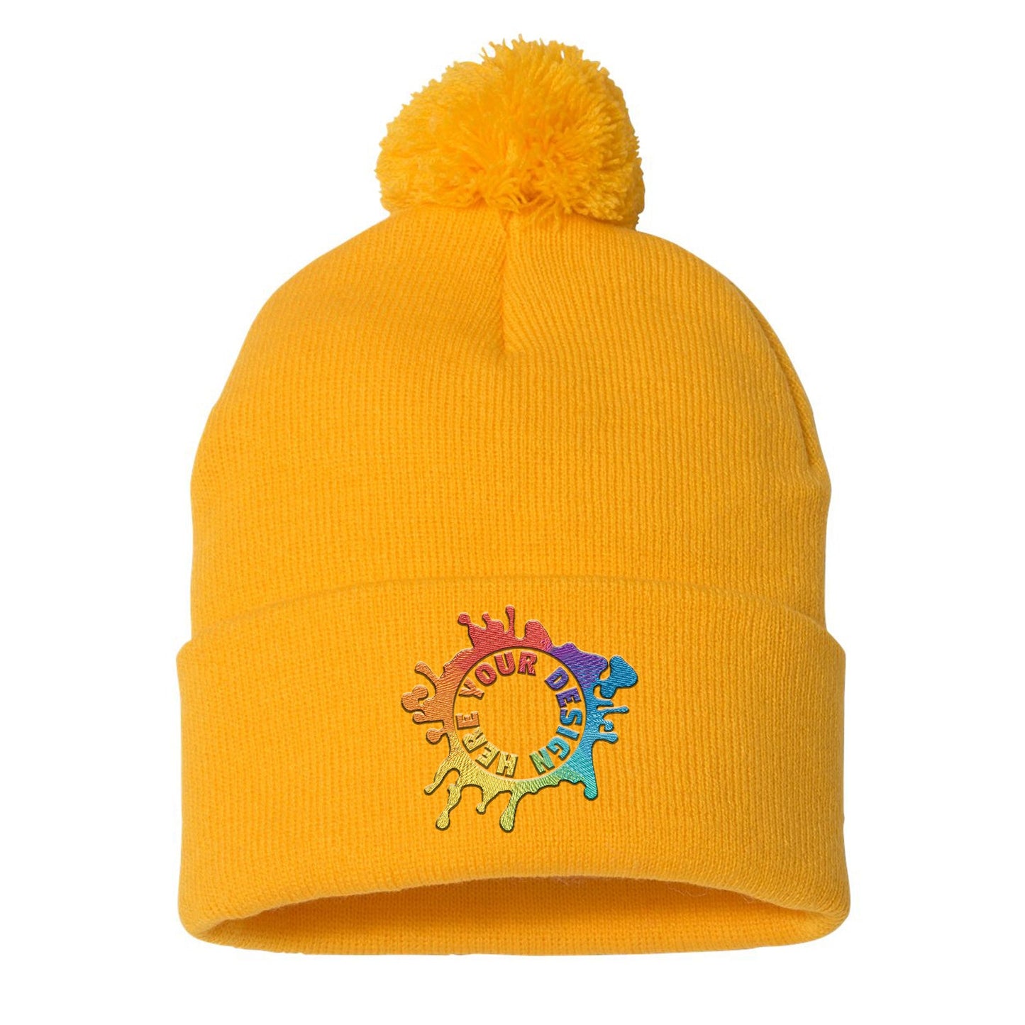 Sportsman Pom-Pom 12" Knit Beanie Embroidery - Mato & Hash