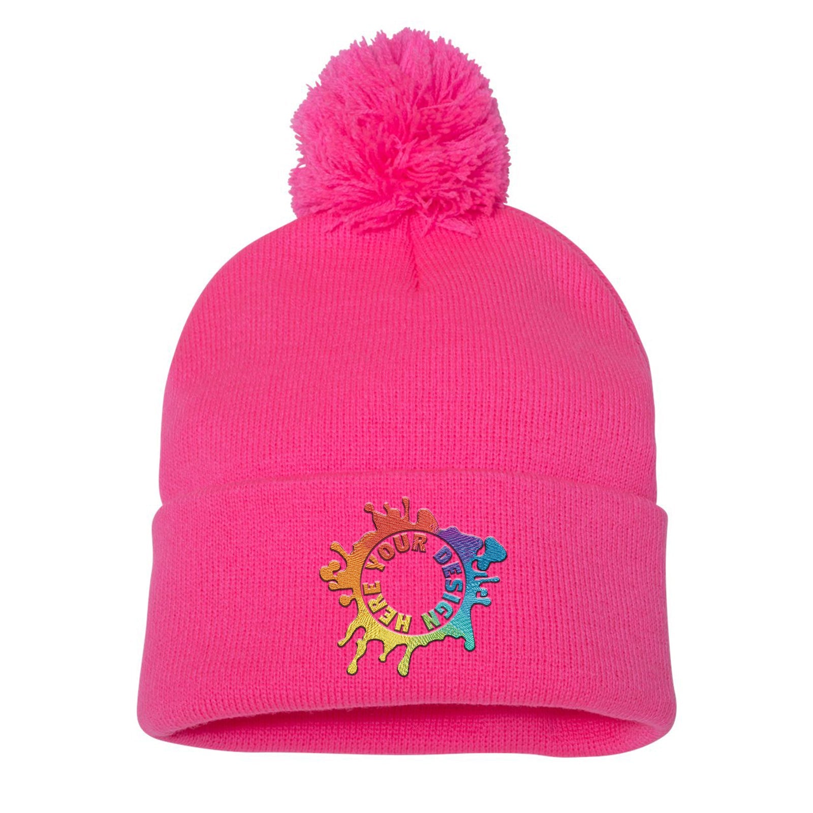 Sportsman Pom-Pom 12" Knit Beanie Embroidery - Mato & Hash