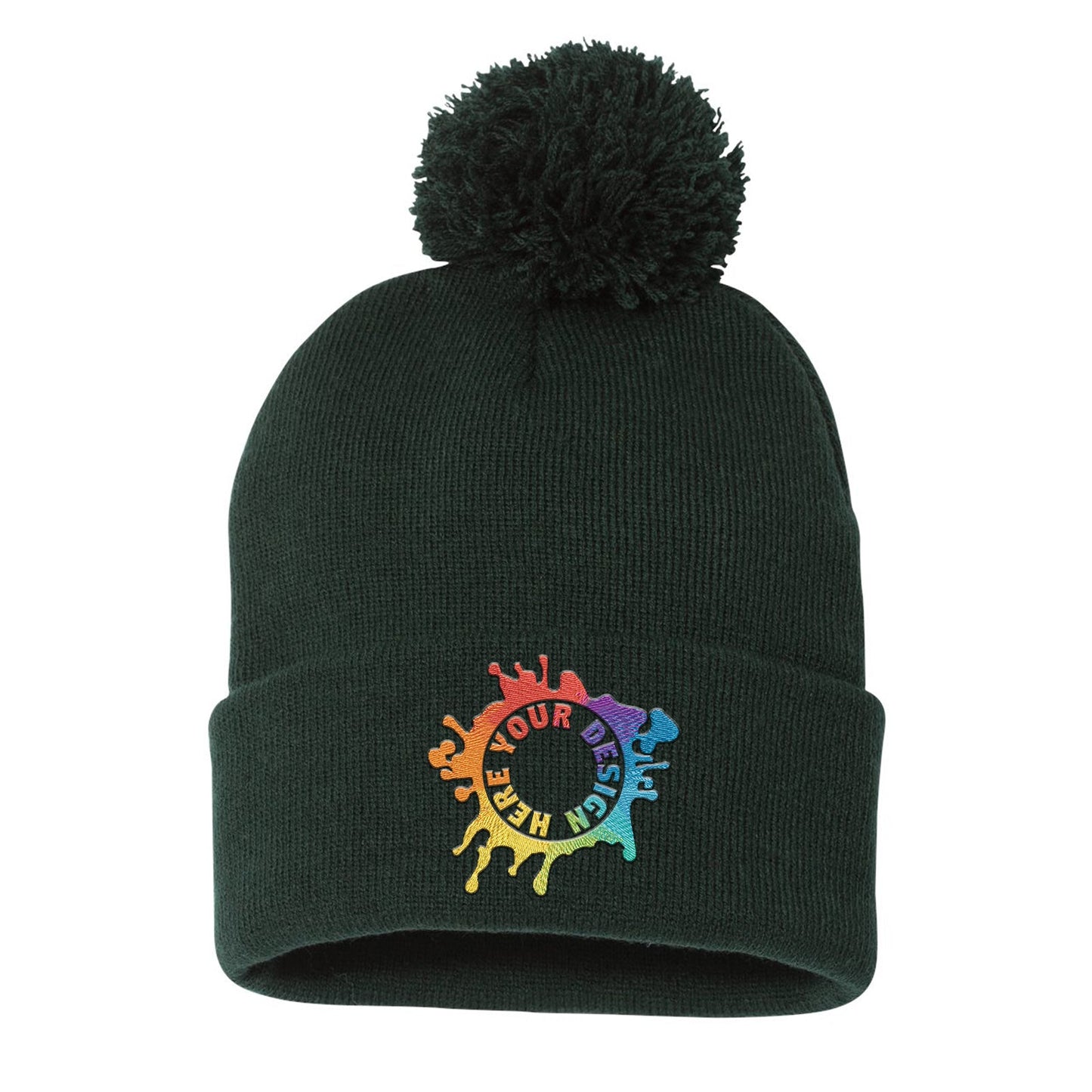 Sportsman Pom-Pom 12" Knit Beanie Embroidery - Mato & Hash