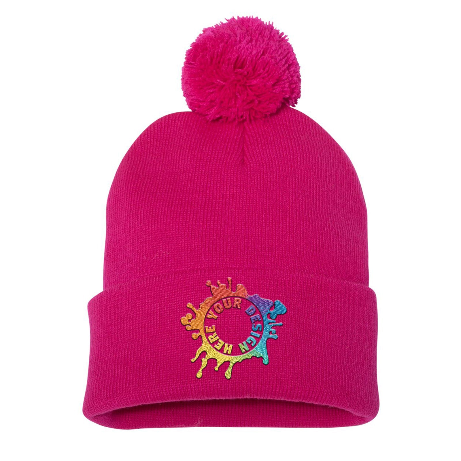 Sportsman Pom-Pom 12" Knit Beanie Embroidery - Mato & Hash