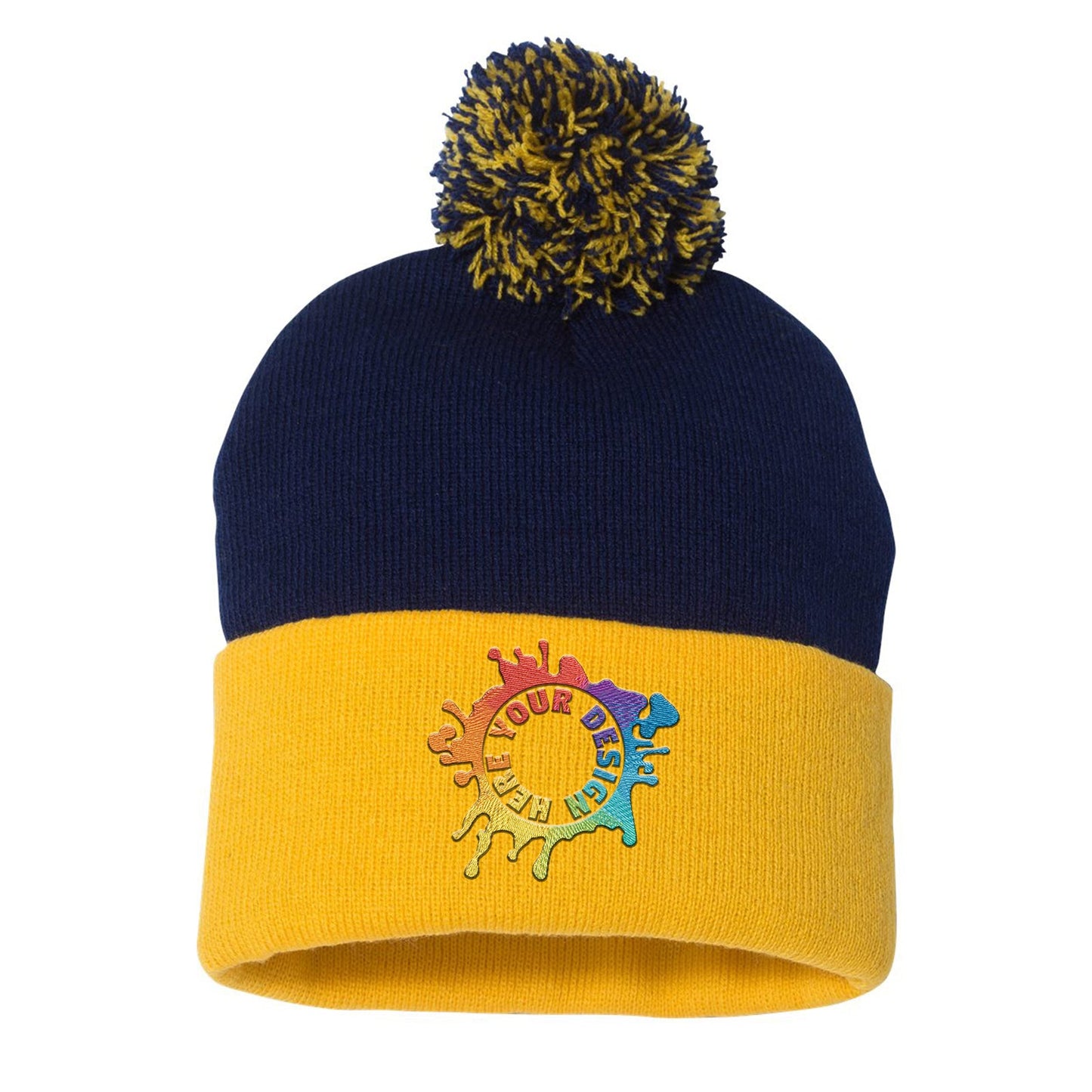 Sportsman Pom-Pom 12" Knit Beanie Embroidery - Mato & Hash