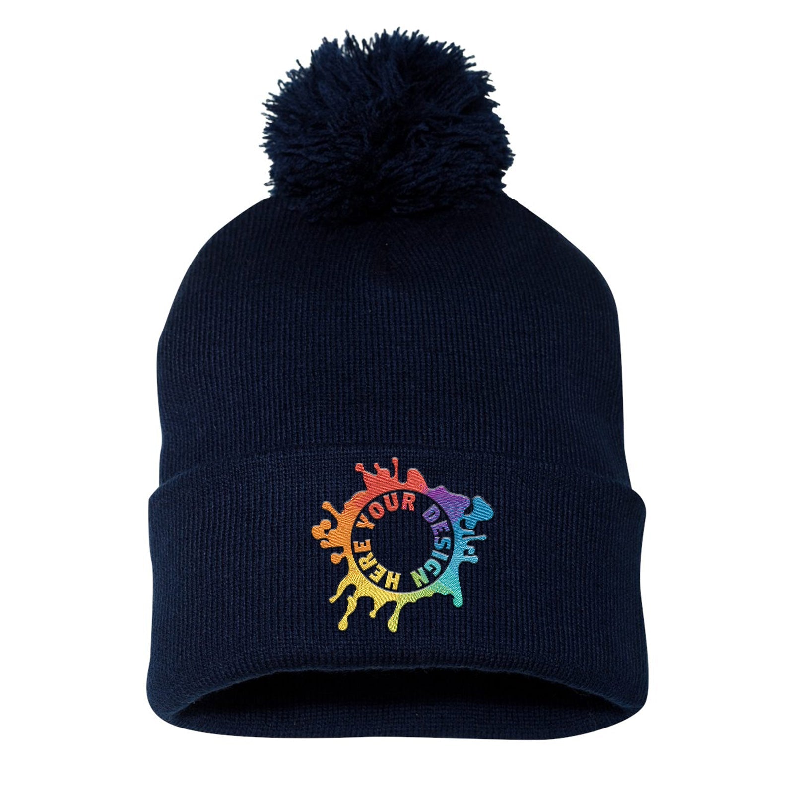 Sportsman Pom-Pom 12" Knit Beanie Embroidery - Mato & Hash