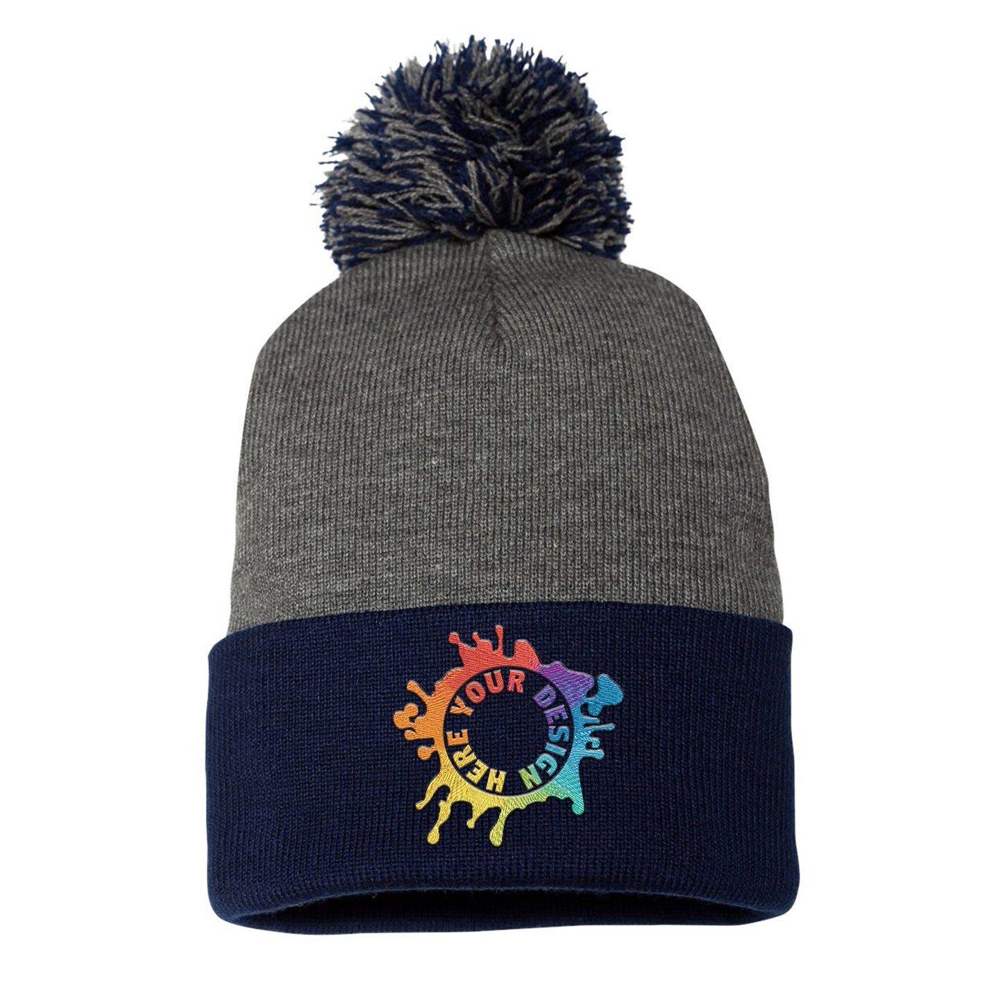 Sportsman Pom-Pom 12" Knit Beanie Embroidery - Mato & Hash