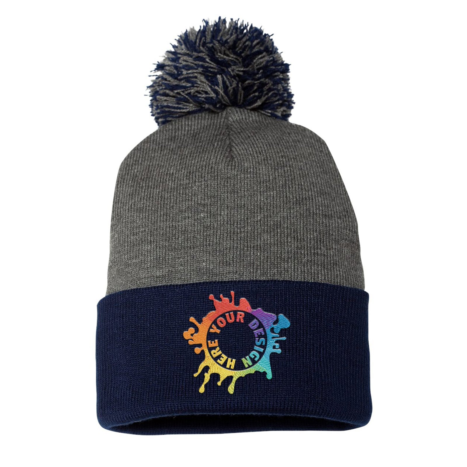 Sportsman Pom-Pom 12" Knit Beanie Embroidery - Mato & Hash