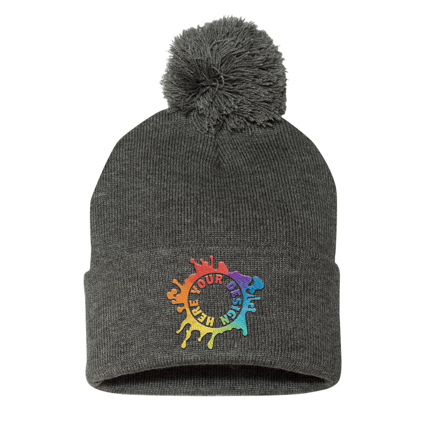 Sportsman Pom-Pom 12" Knit Beanie Embroidery - Mato & Hash