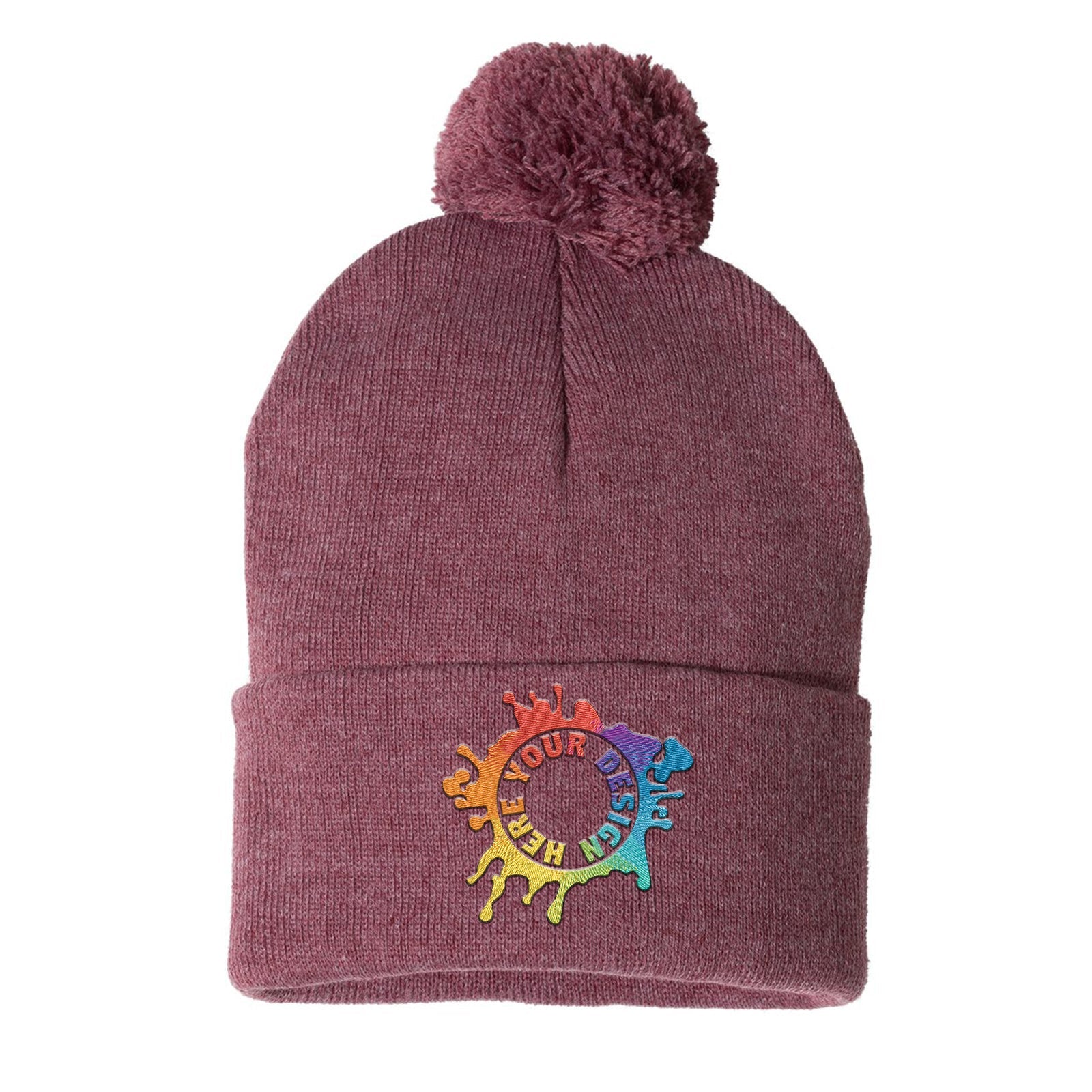 Sportsman Pom-Pom 12" Knit Beanie Embroidery - Mato & Hash