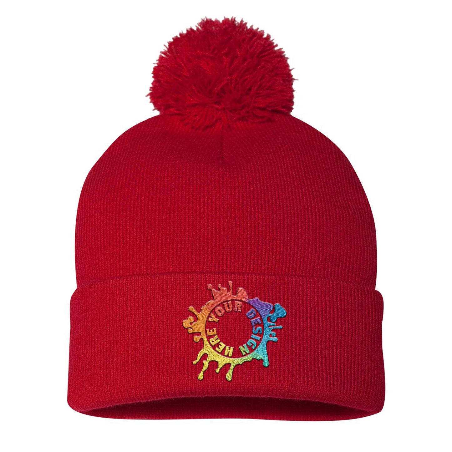 Sportsman Pom-Pom 12" Knit Beanie Embroidery - Mato & Hash