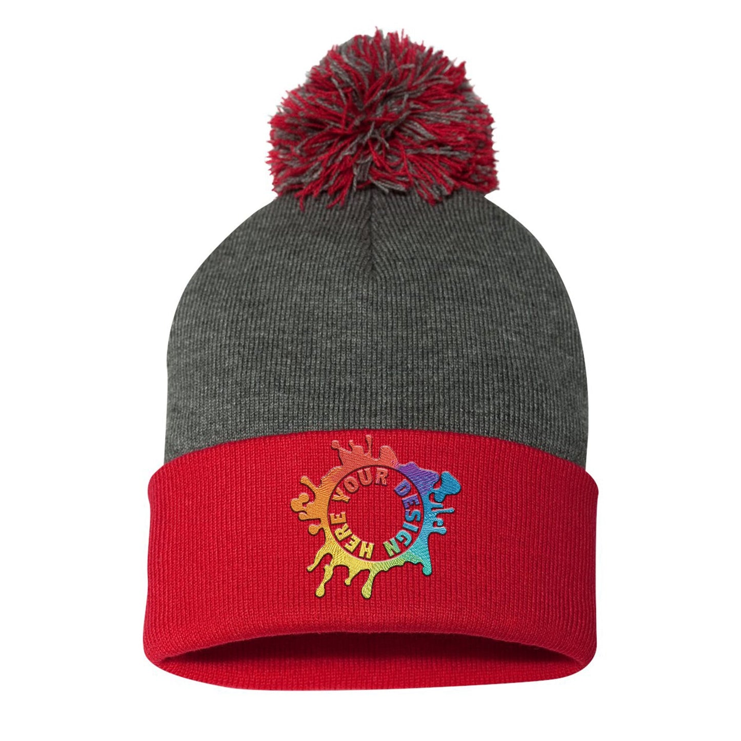 Sportsman Pom-Pom 12" Knit Beanie Embroidery - Mato & Hash