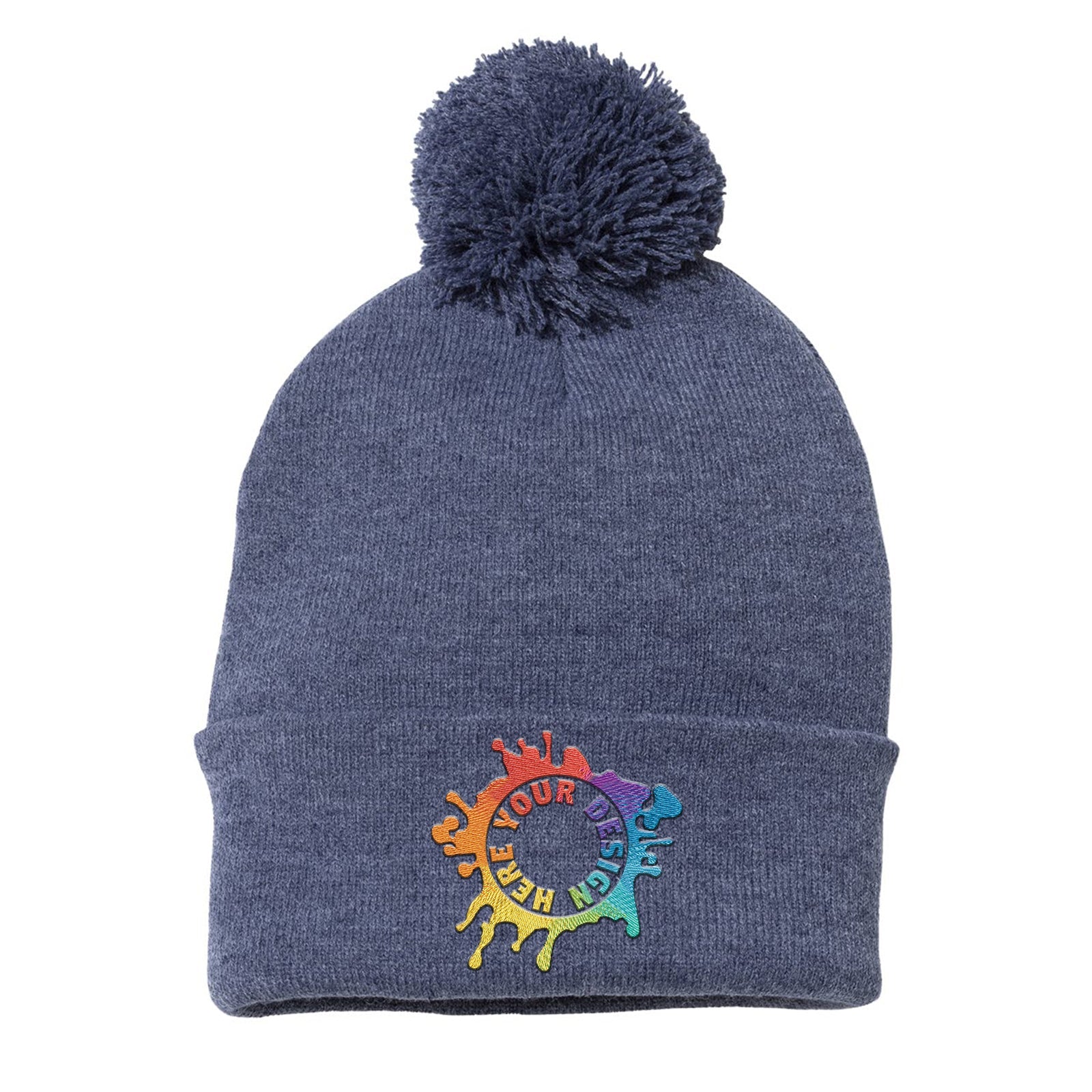 Sportsman Pom-Pom 12" Knit Beanie Embroidery - Mato & Hash