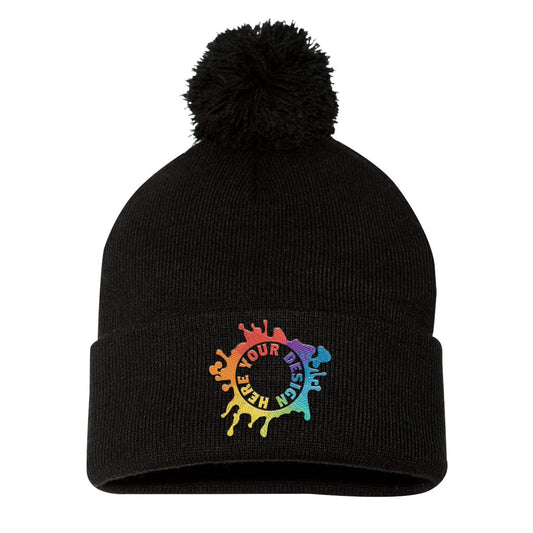 Sportsman Pom-Pom 12" Knit Beanie Embroidery - Mato & Hash