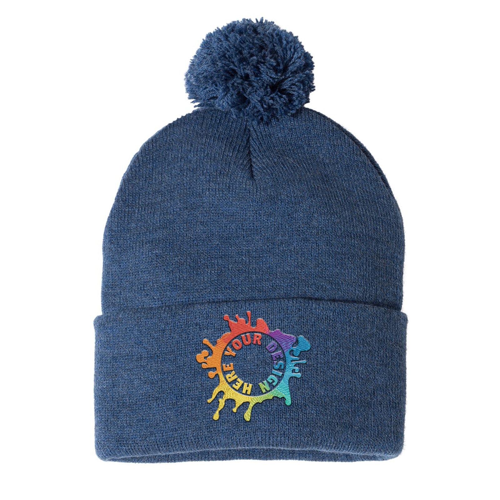 Sportsman Pom-Pom 12" Knit Beanie Embroidery - Mato & Hash