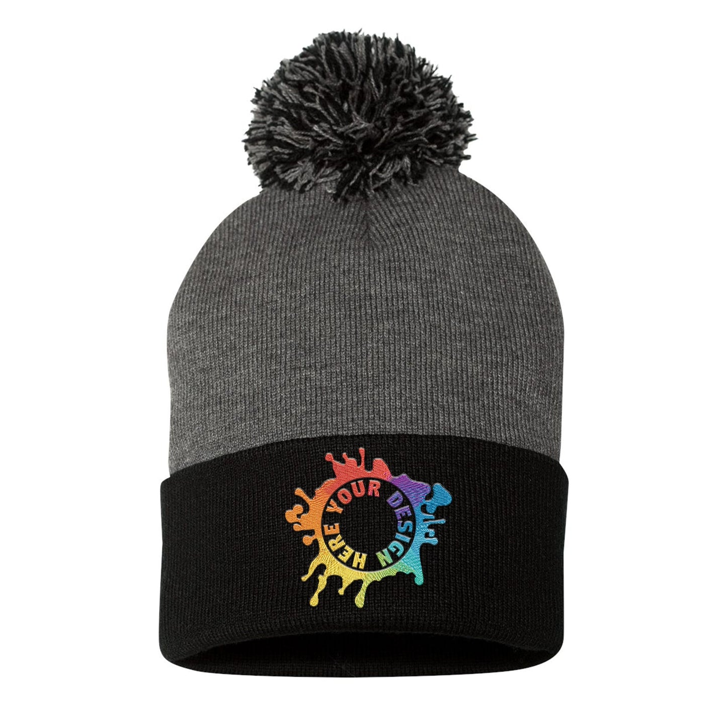 Sportsman Pom-Pom 12" Knit Beanie Embroidery - Mato & Hash
