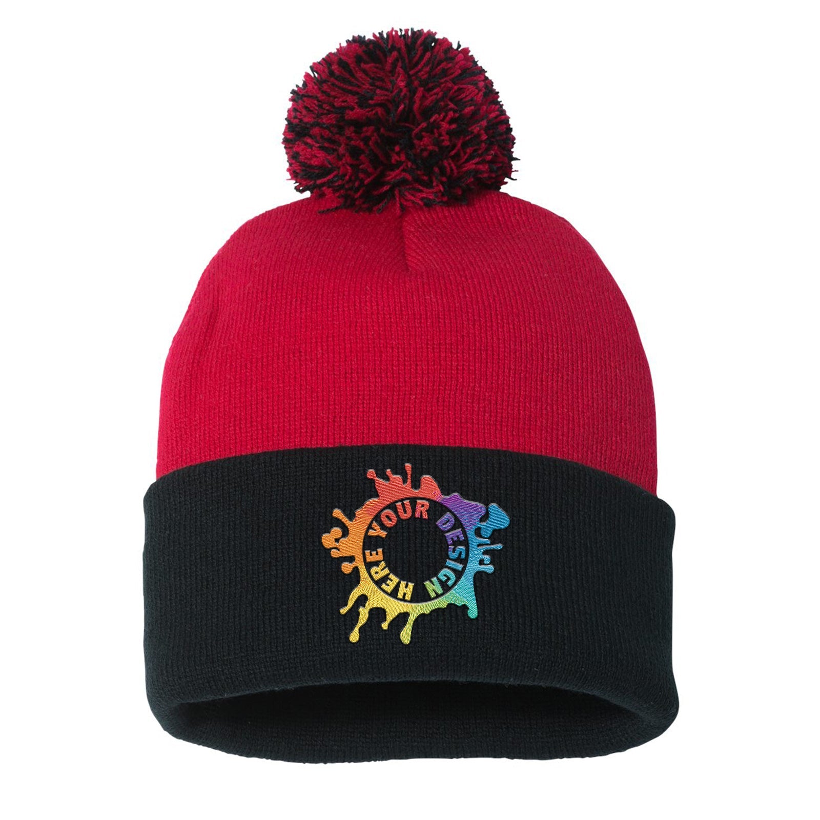 Sportsman Pom-Pom 12" Knit Beanie Embroidery - Mato & Hash