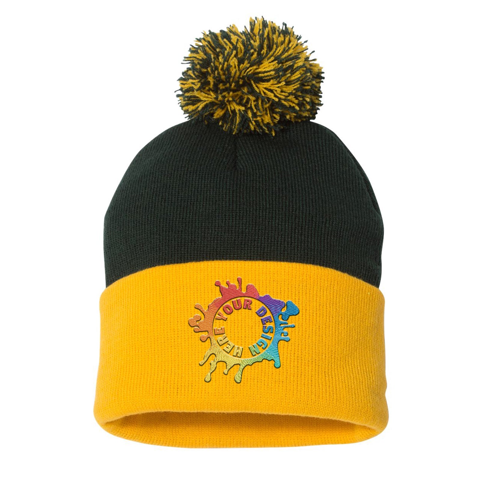 Sportsman Pom-Pom 12" Knit Beanie Embroidery - Mato & Hash