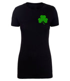St. Patrick's Day Shamrock Left Chest Print Womens T Shirts - Mato & Hash
