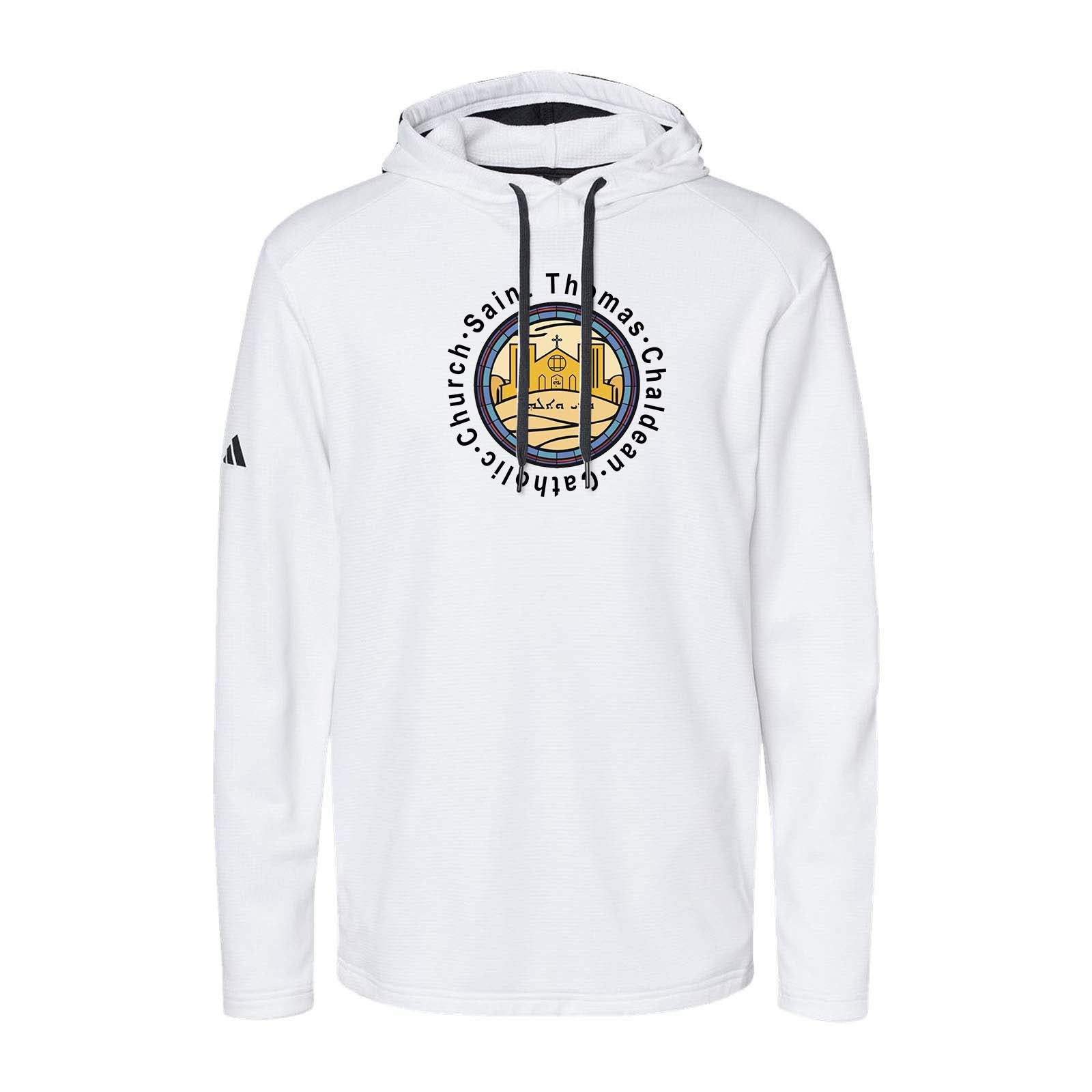 St. Thomas Catholic Church Adidas - Textured Mixed Media Hooded Sweatshirt Printed - Mato & Hash