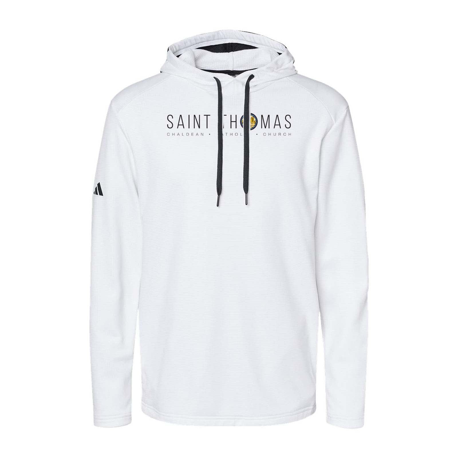 St. Thomas Catholic Church Adidas - Textured Mixed Media Hooded Sweatshirt Printed - Mato & Hash